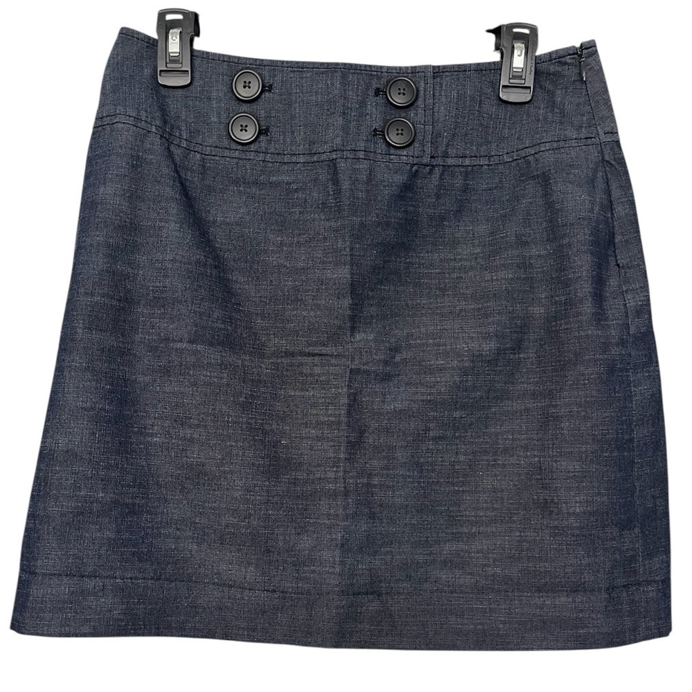LOFT Dark Blue Mini Skirt with High Rise Button Details, Women’s Sz 6